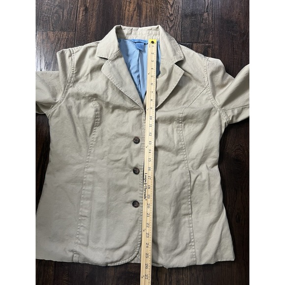 Duluth Trading Co Women's Blazer Jacket Beige Notch  Buttons Large Canvas Cotton - Picture 12 of 13